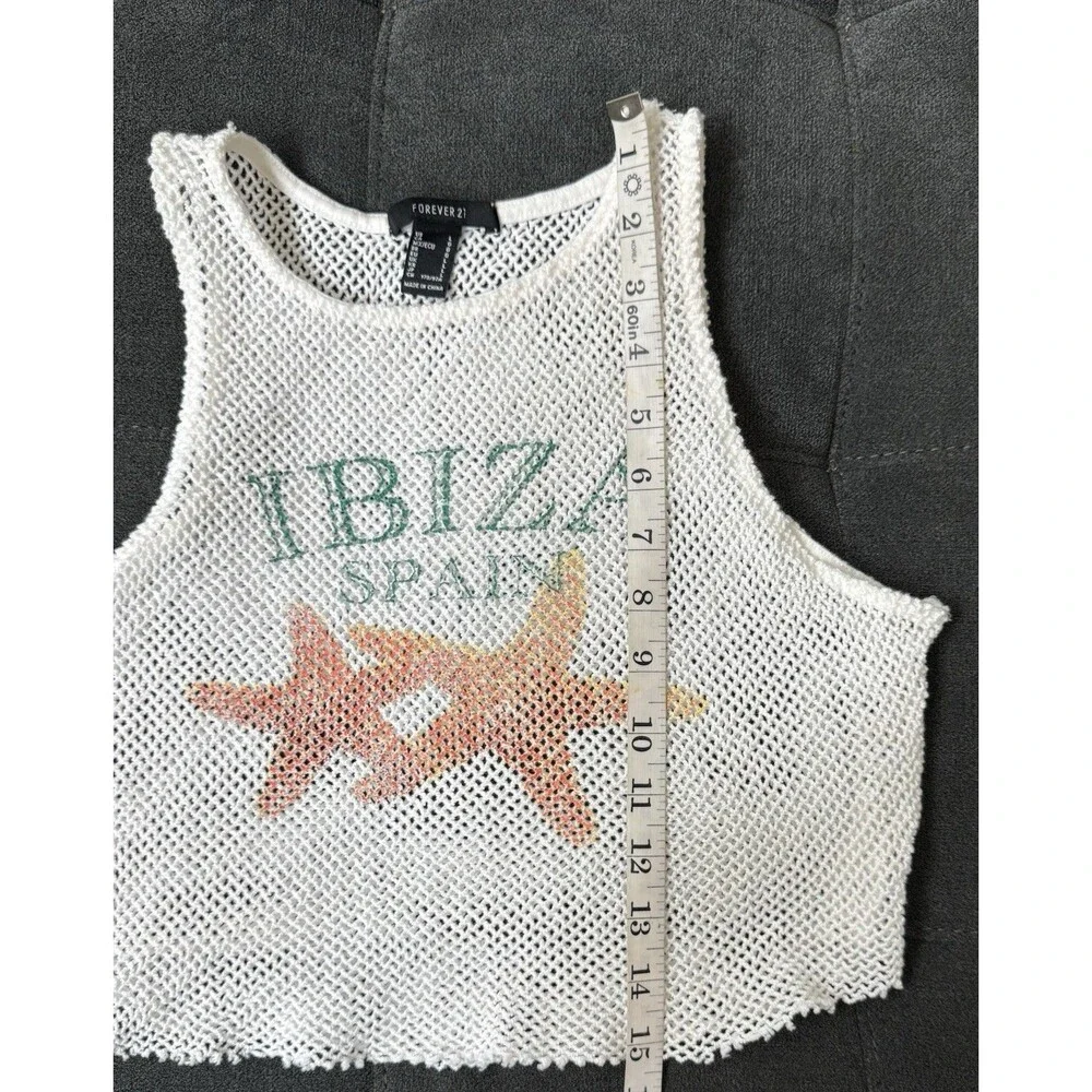 Forever21 Girls Large Crochet Mesh IBIZA SPAIN Beach Tank with Starfish